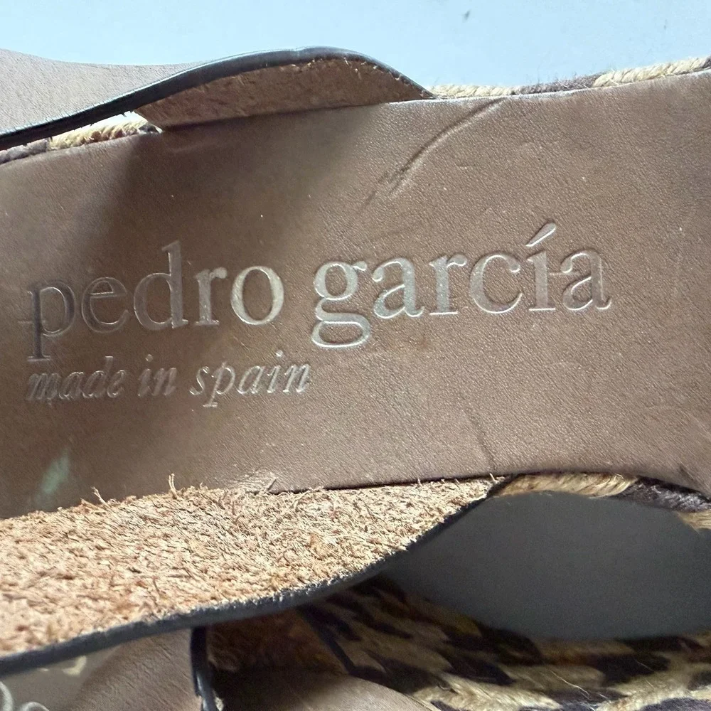 Pedro García Woven Chevron Wedge Espadrille Sandal Womens Size 38 Made in Spain